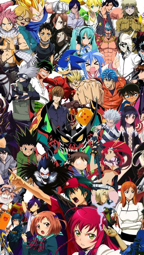 Collage de personajes icónicos de animes ecchi.