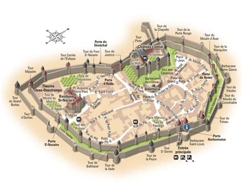 Mapa antiguo de Carcasona y sus alrededores