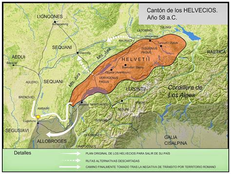 Mapa de Helvecia y los Alpes