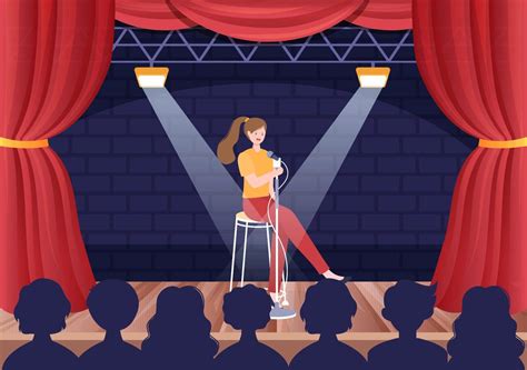 Ilustración de comediante actuando en un escenario