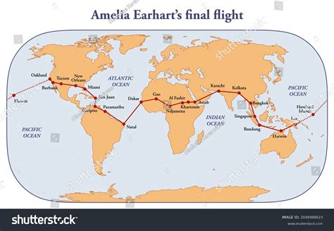 Mapa de la última ruta de Amelia Earhart