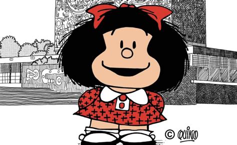 Ilustración de Mafalda reflexionando sobre un libro de texto