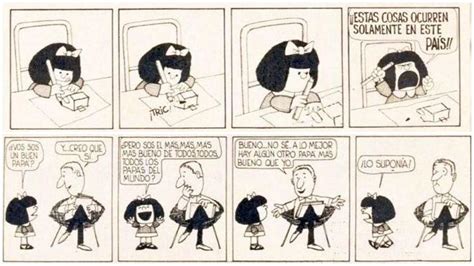 Viñeta de Mafalda señalando la mala infraestructura de una escuela