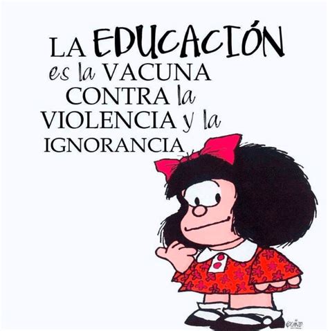 Infografía con frases clave de Mafalda sobre educación