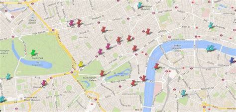 Mapa de Londres con puntos de interés de espionaje