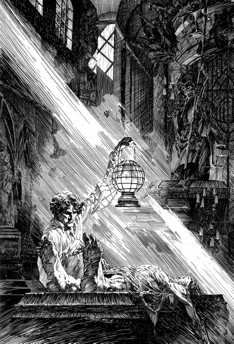 Ilustración de Bernie Wrightson para Frankenstein