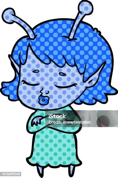 Ilustración de Chica Alien mostrando su actitud rebelde.