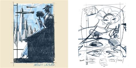 Detalle de bocetos de personajes del sketchbook de Antonio Lapone