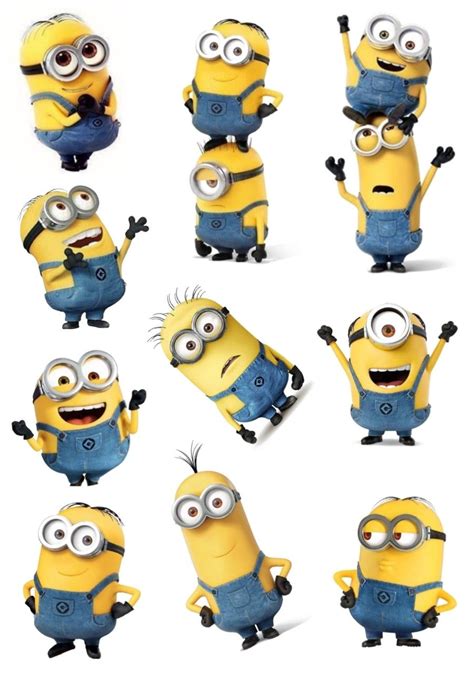 Ilustración de varios Minions en diferentes poses cómicas.