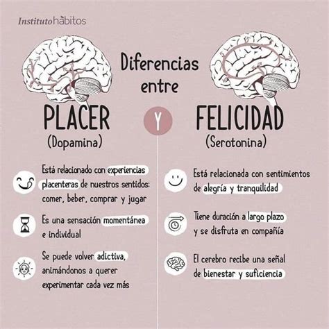 Infografía comparando placer y felicidad