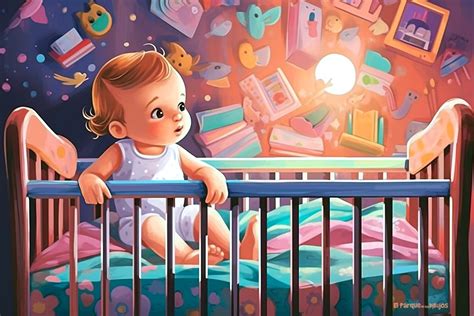 Bebé anciano en una cuna