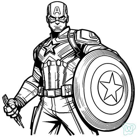 Ilustración del Capitán América en pose heroica