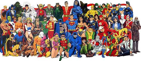 Collage de personajes de DC Cómics en el estilo de Alan Davis