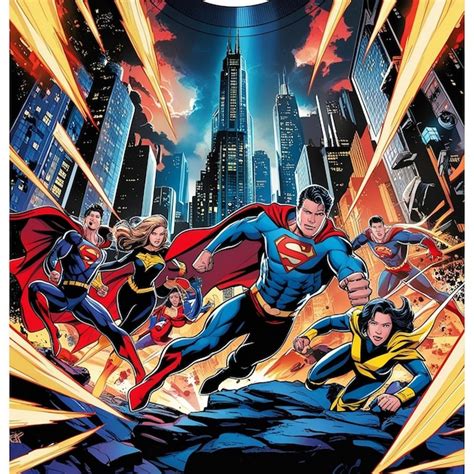 Ilustración cómica de superhéroes en acción
