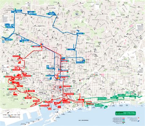 Mapa de Barcelona con las rutas de taxi