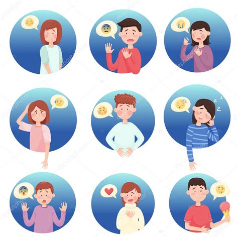 Ilustraciones de manos expresando diferentes emociones