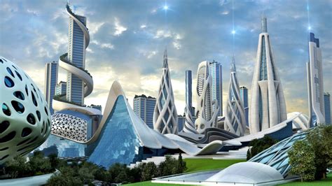 Representación de la ciudad futurista con sustitutos
