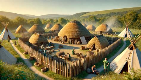 Recreación de un poblado prehistórico en la península ibérica