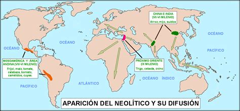 Mapa de la expansión de la agricultura en el Neolítico