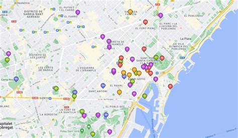 Mapa de Barcelona con la ubicación de librerías de cómics