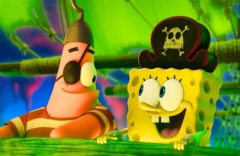 Personajes de Bob Esponja en un barco pirata