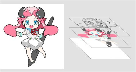 Ilustración de capas en un software de dibujo digital