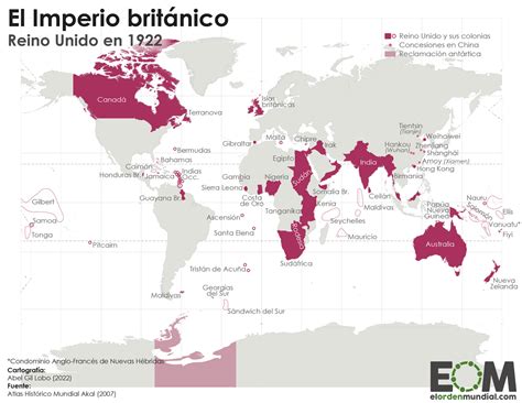 Mapa del Imperio Británico en su apogeo