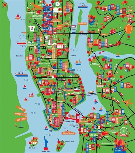 Mapa de Nueva York en los años 30 con puntos de interés