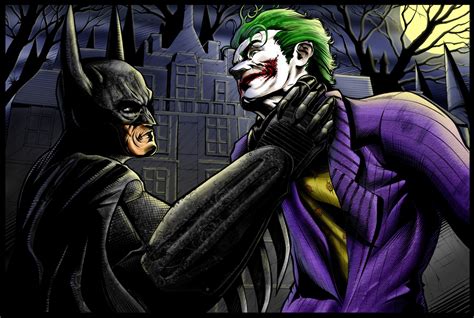 Ilustración de Batman enfrentándose al Joker en el Asilo Arkham