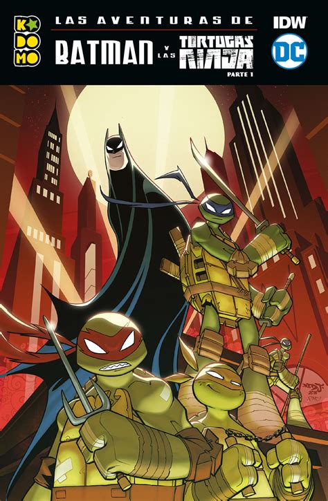 Personajes de Batman y las Tortugas Ninja en acción