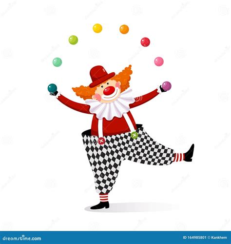 Payaso haciendo malabares con objetos mágicos