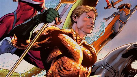 Aquaman enfrentando a sus enemigos