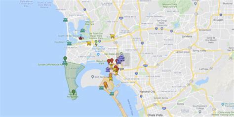 Mapa de San Diego con ubicación del centro de convenciones