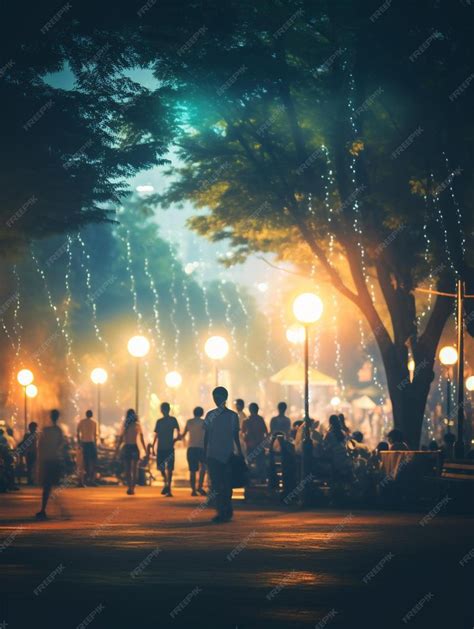 Chicos alimentando gatos en un parque por la noche