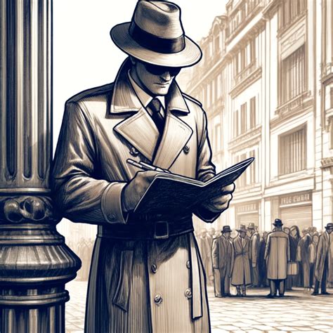 Ilustración de un detective privado en una ciudad sombría