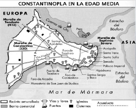 Mapa de Constantinopla en la época bizantina