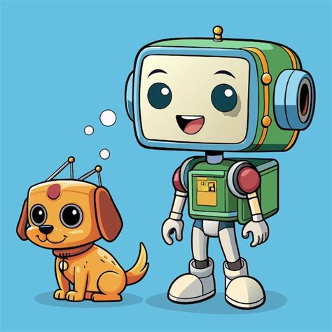 Ilustración de Tim-21 y su perro robot Bandit