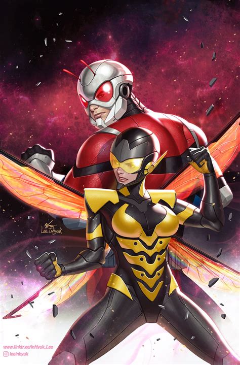 Janet Van Dyne como La Avispa con Hank Pym como El Hombre Hormiga