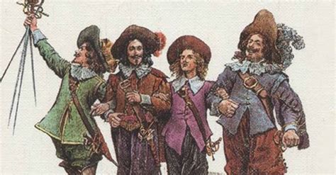 Ilustración de época de los mosqueteros