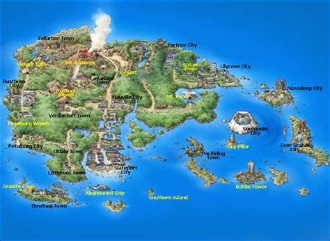 Mapa de las regiones de Pokémon