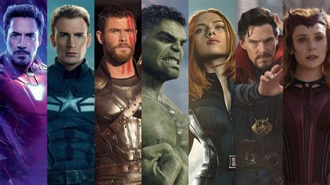 Infografía con los principales miembros de Los Vengadores