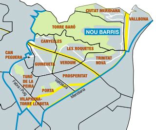 Mapa del distrito de Nou Barris en Barcelona