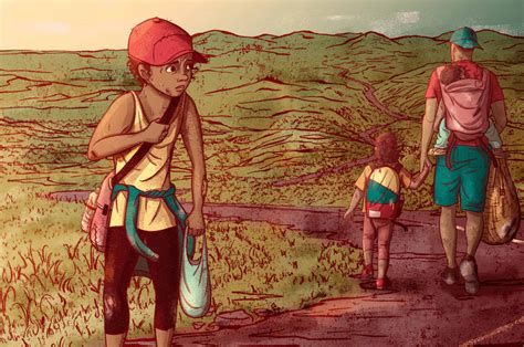 Ilustración de niños migrantes