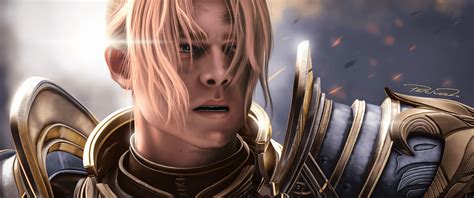 Ilustración de Anduin Wrynn como un joven líder diplomático