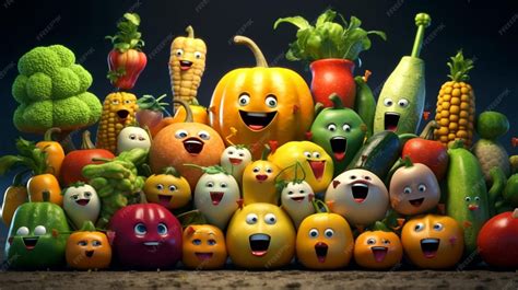 Ilustración de personajes de frutas y verduras en formato cómic