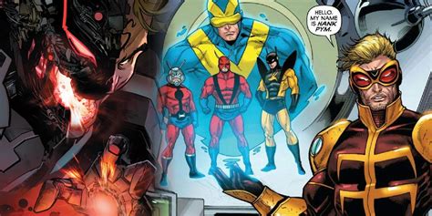 Ilustración de Hank Pym en sus diferentes identidades