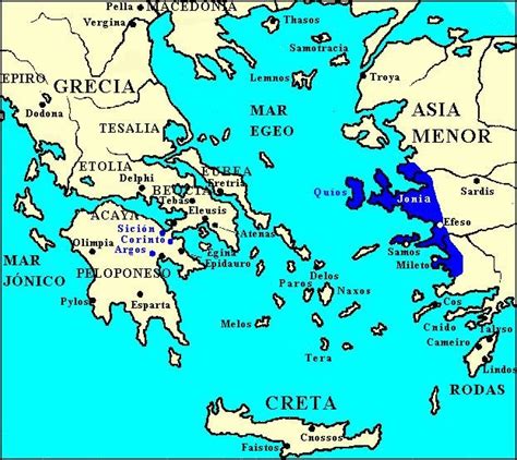 Mapa de la Antigua Grecia y Asia Menor con la ubicación de Troya
