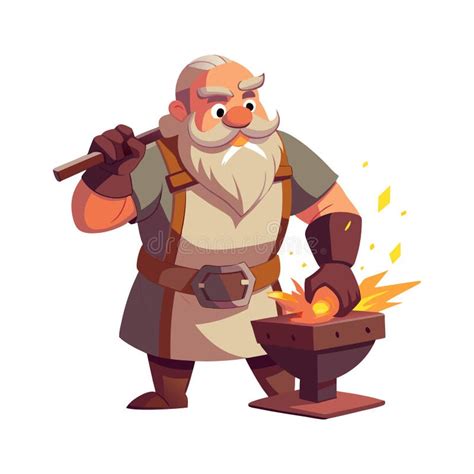 Ilustración de Eitri forjando Mjolnir