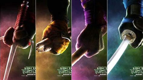 Ilustración de las cuatro tortugas ninja con sus armas características