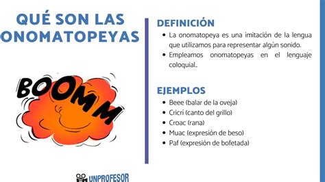 Tabla con ejemplos de onomatopeyas comunes en cómics